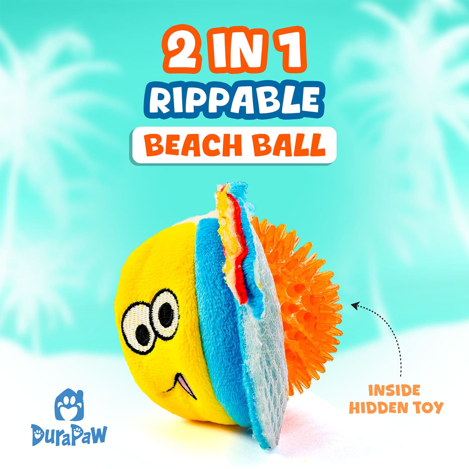 2 in 1 Rippable Beach Ball DuraPaw Pet Toy