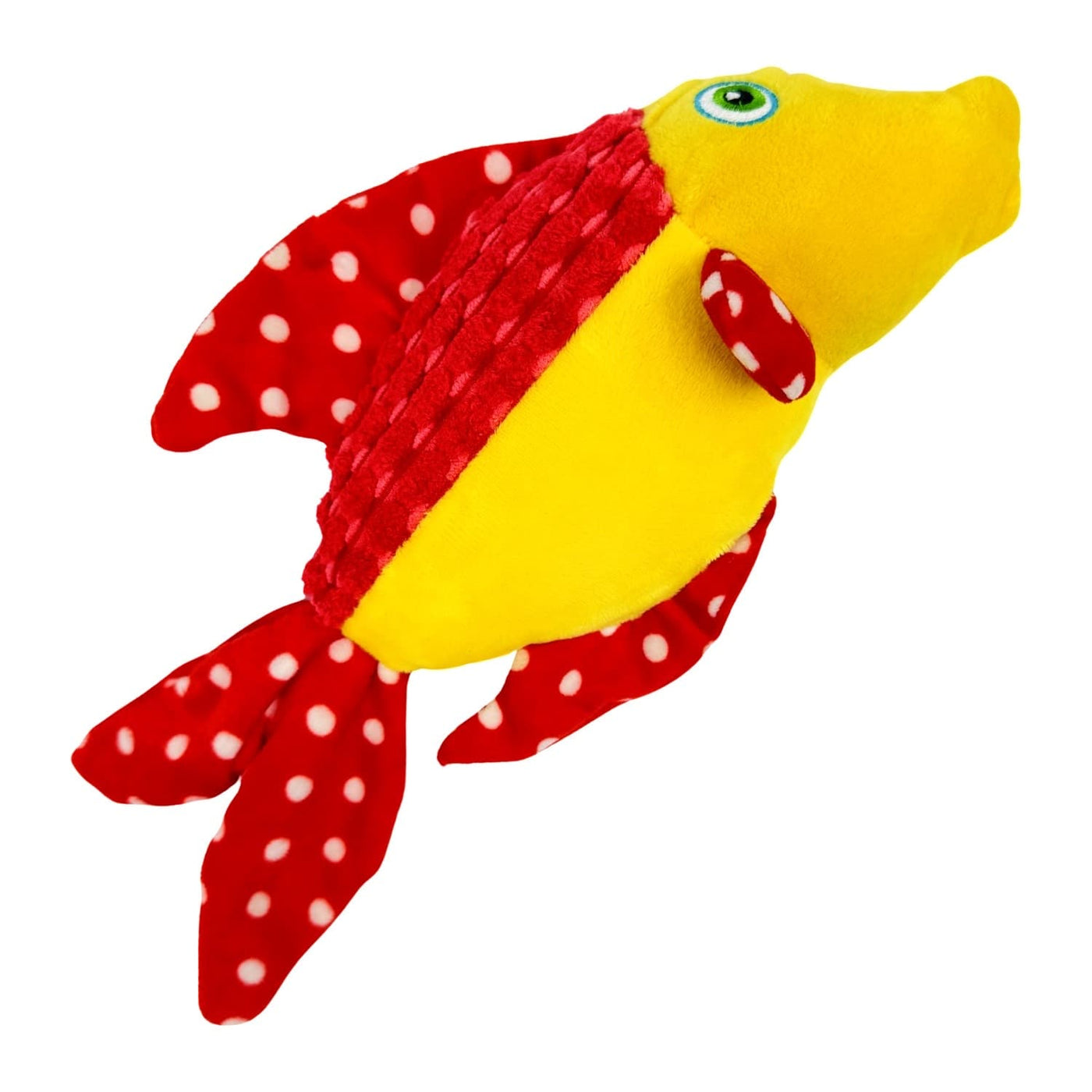 Bright Red Yellow Plush Goldfish Squeaky Dog Toy
