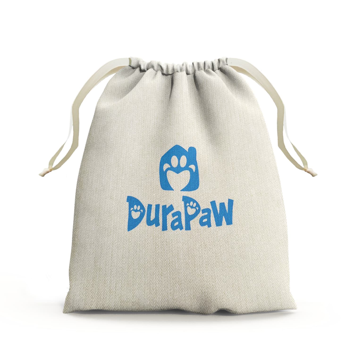 DuraPaw Pet Dog Toy Rotation Drawstring Bag Cotton Herringbone Pattern