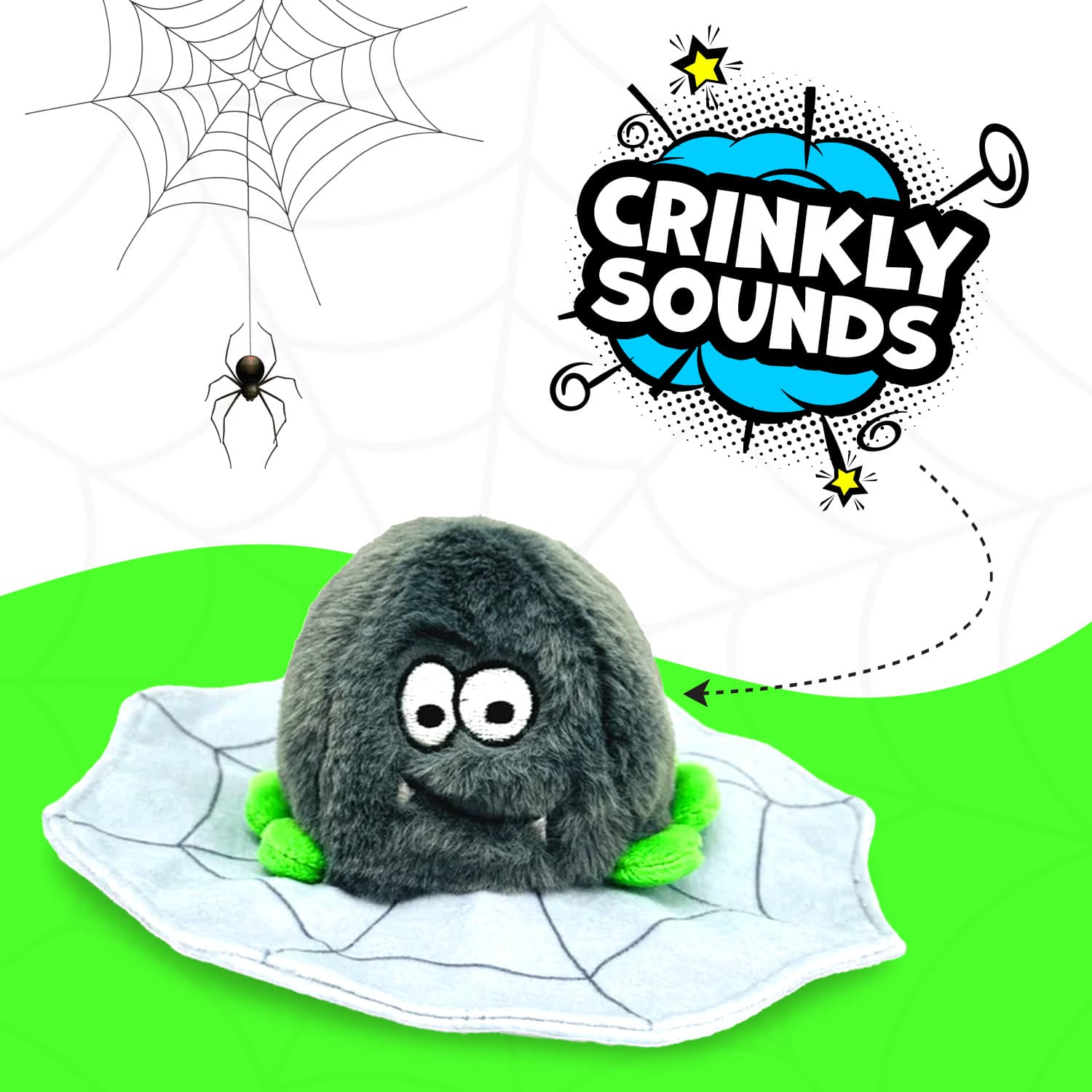 DuraPaw Squeaky Halloween Spider Crinkle Dog Toy