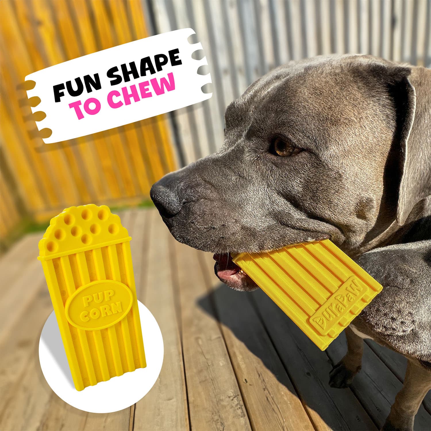 DuraPaw Yellow Nylon Tough Popcorn Chew Toy for Dogs