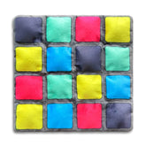 Plush Dog Toy Disco Mat with Colorful Squeaky Squares Pattern